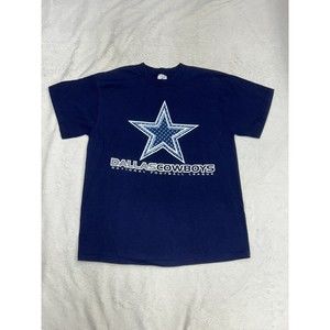 Vtg Y2K Dallas Cowboys NFL Navy Blue Logo Graphic T-Shirt Men’s Size Large